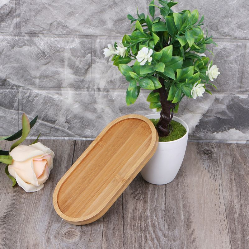 Farfurioara din lemn de bambus de forma ovala Tava pentru plante Mini ghiveci pentru plante StandX Design Home Jardiniere pentru balcon pentru plante de interior plan stand