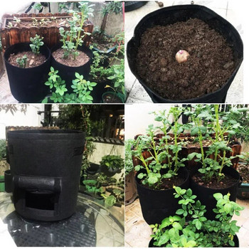 3-размерни филцови чанти за растение Силен растеж Нетъкан плат Градинска саксия за картофи Оранжерия Чанти за отглеждане на зеленчуци Градински инструменти