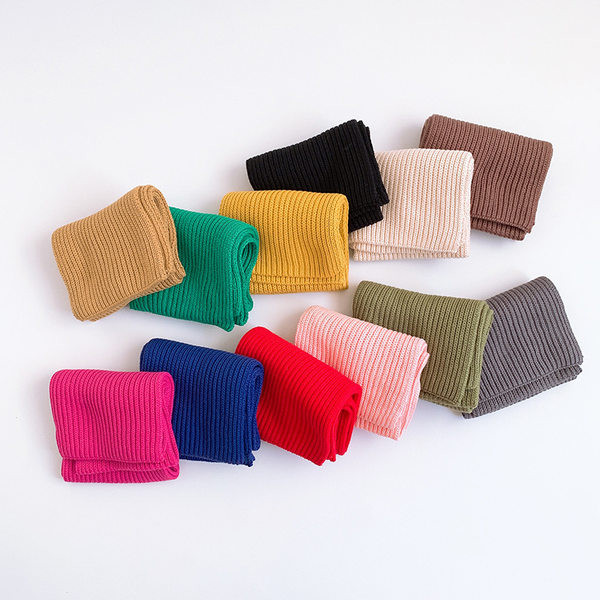 Eșarfă pentru copii de culoare uni pentru băieți și fete din tricot fin