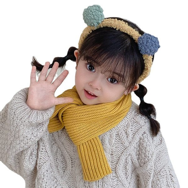 Eșarfă pentru copii de culoare uni pentru băieți și fete din tricot fin