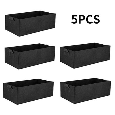 Δοχείο φύτευσης 5 τεμ. Felt Planter Bags Planting Grow Outdoor Orctangle Plant Fabric Pot Planting Container for Ourdoor Garden Planting