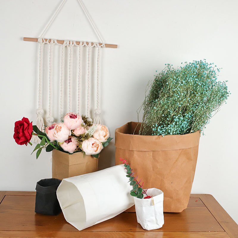 Kūrybingi plaunami laikymo maišeliai Mini sukulentai kraftpopieriniai gėlių vazonų dangteliai Vazonų maišeliai vaikų kambario smulkmenoms organizuoti