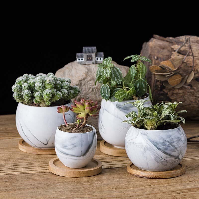 Ghivece rotunde pătrate pentru flori Tavă din bambus Design simplu Mini ghiveci pentru plante Suport pentru grădinărit Suport anti-decolorare Decor pentru casă