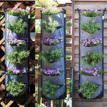 Вертикална градинска чанта за сеялка с 6 джоба 107X 30 см, монтирана на стена Саксии за отглеждане на цветя Домашна градина Зеленчуци и плодове Консумативи