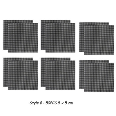 Behogar 50 DB 5x5 cm-es vízelvezető szita + 50 DB 4,5 cm-es kerek hálós párna zamatos bonsaihoz, amely elkerüli a rothadó gyökereket, talajvesztést okozó kártevők