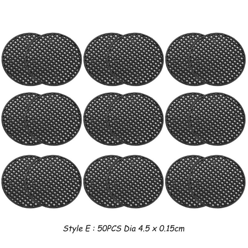 Behogar 50 DB 5x5 cm-es vízelvezető szita + 50 DB 4,5 cm-es kerek hálós párna zamatos bonsaihoz, amely elkerüli a rothadó gyökereket, talajvesztést okozó kártevők
