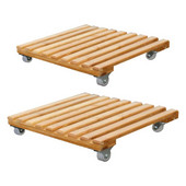 Nagykereskedelmi Növénycserep alap görgős mozgatható tálca kerekes tálcával Torus tartóval Fa négyzet alakú növényi Caddy növényállvány görgővel