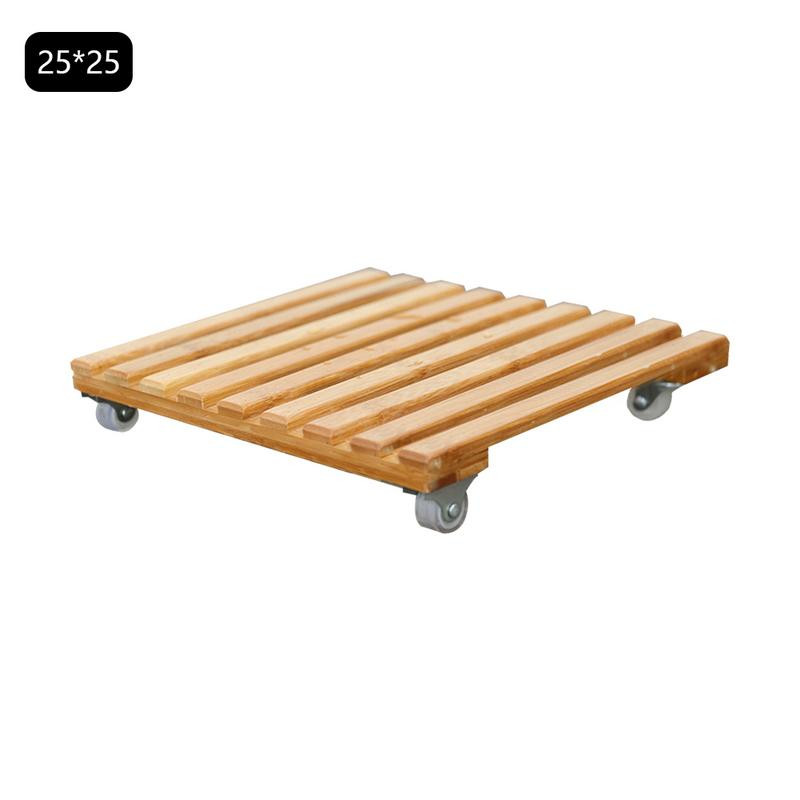 Nagykereskedelmi Növénycserep alap görgős mozgatható tálca kerekes tálcával Torus tartóval Fa négyzet alakú növényi Caddy növényállvány görgővel