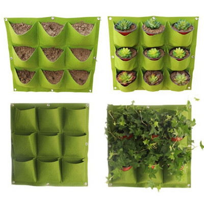 9/18/36/64 Pockets Green Grow Bags Planter Vertical Garden Vegetable Living Garden Bags Seedling Wall Plant Handing Growing Bags