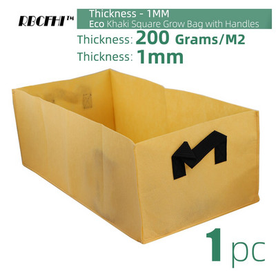 RBCFHI 6 szín 6 méret 1 mm vastagságú négyzet alakú szövet növesztő táskák gazdaságos cserepek fogantyúkkal Kerti ültető edények virágokhoz