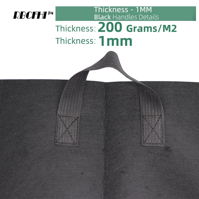 RBCFHI 6 szín 6 méret 1 mm vastagságú négyzet alakú szövet növesztő táskák gazdaságos cserepek fogantyúkkal Kerti ültető edények virágokhoz