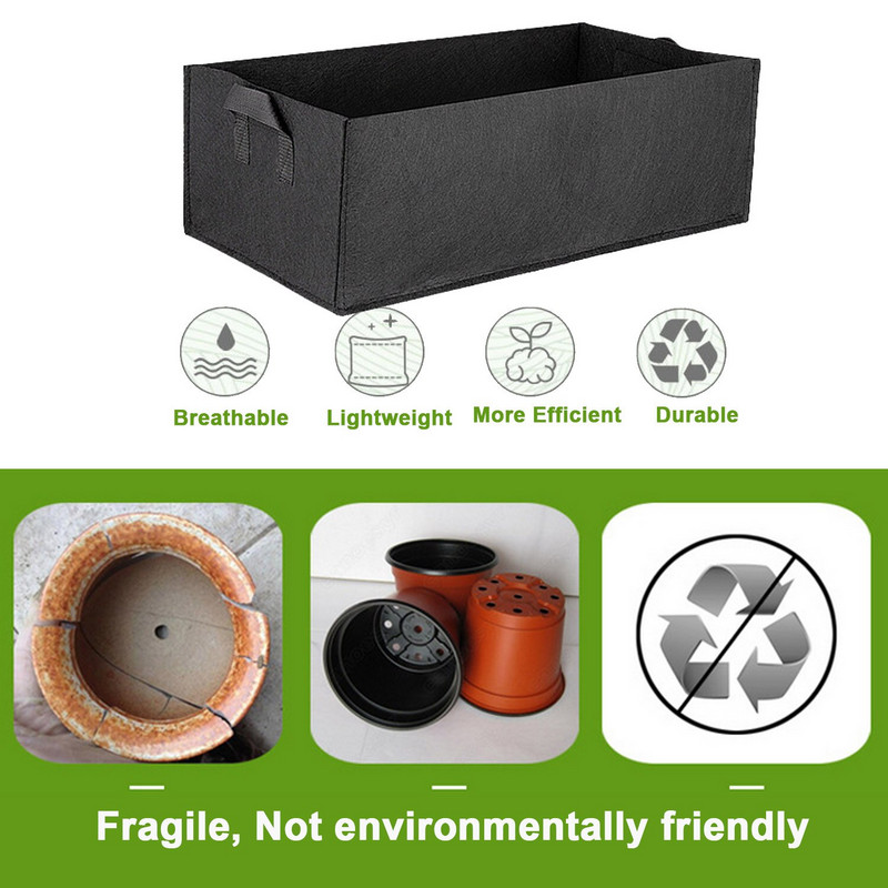 Saci de cultivare pentru plantare dreptunghiulară Behogar, ghivece de grădină, cu mâner pentru jardiniere de flori pentru copac