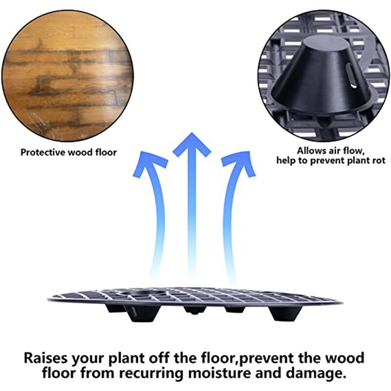 Cserepes tálca többcélú nagy teherbírású növényállvány fekete gyökérvezérlő alváz kerti kerthez, udvarhoz, erkélyhez, növényszint