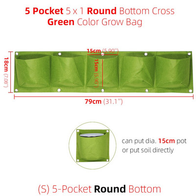 1-6 kišenės žalios auginimo maišeliai vertikalūs kryžminiai pakabinami sodinimo krepšiai sodintuvai sodo daržovės Gyvenamasis sodo krepšys namų reikmenys