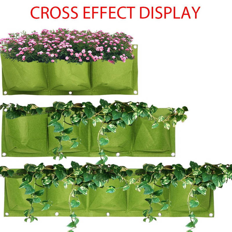 1-6 kišenės žalios auginimo maišeliai vertikalūs kryžminiai pakabinami sodinimo krepšiai sodintuvai sodo daržovės Gyvenamasis sodo krepšys namų reikmenys