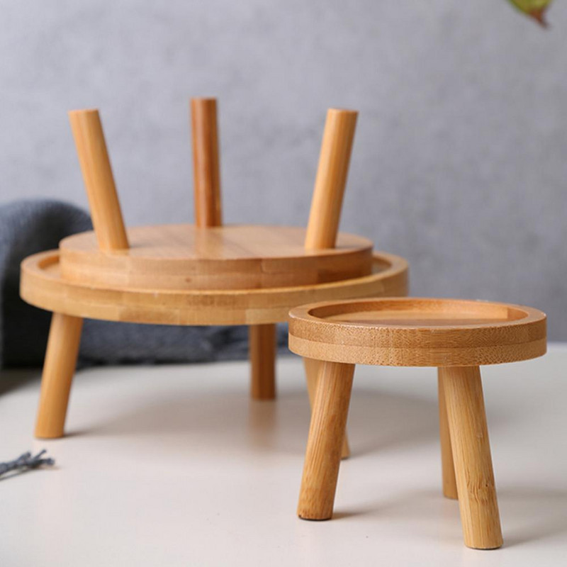 Fa növénytartó fa ültető edénytálca virágcserep állvány Erős, szabadon álló bonsai tartó erkély zamatos kerek virágos polc