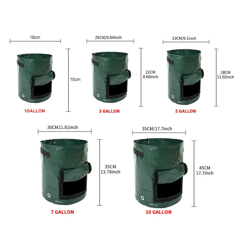 PE Bulvių auginimo maišelis Daržovių svogūnų auginimas Sodinimo krepšys Audiniai Maišeliai Sodo sodinukų auginimo vazonas Augalų auginimo krepšys Ūkio sodo įrankis