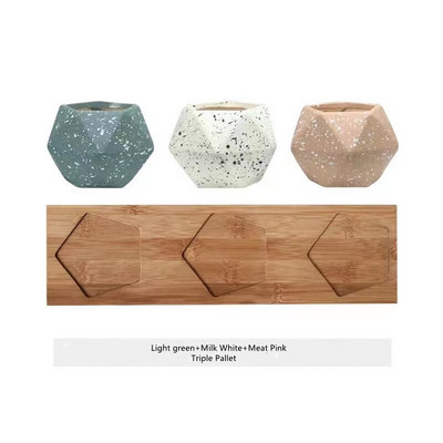 Razgradiva sukulentna biljka kaolin teglica za cvijeće ukras za uredski stol keramički peterokutni makarun mrljasta vaza s ventilacijom