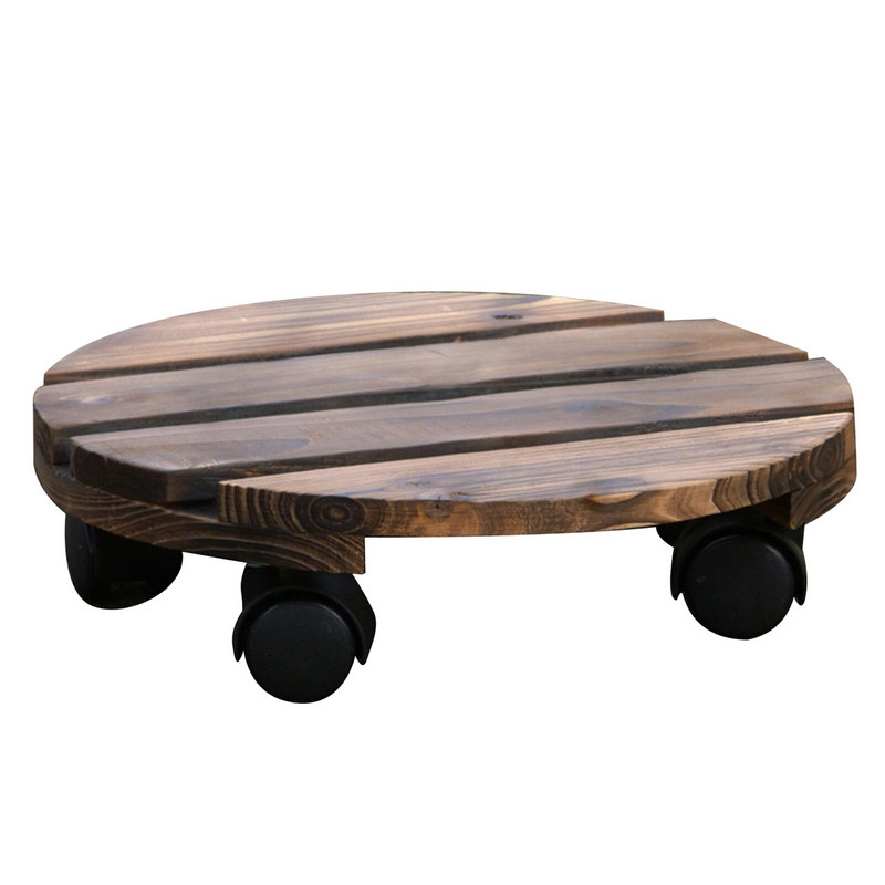 Kerek/négyzet alakú kerekes fa ültetőgép Caddy mozgatható növényi virágcserép állvánnyal, kerekes fa görgős ültető Caddy virágcserép állvánnyal