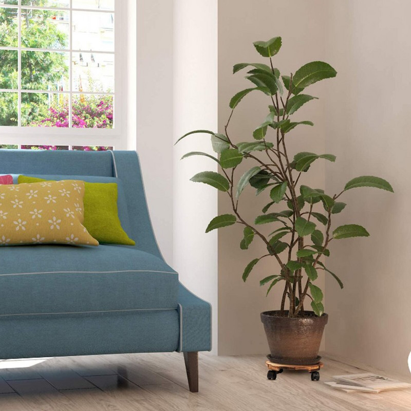 Kerek/négyzet alakú kerekes fa ültetőgép Caddy mozgatható növényi virágcserép állvánnyal, kerekes fa görgős ültető Caddy virágcserép állvánnyal