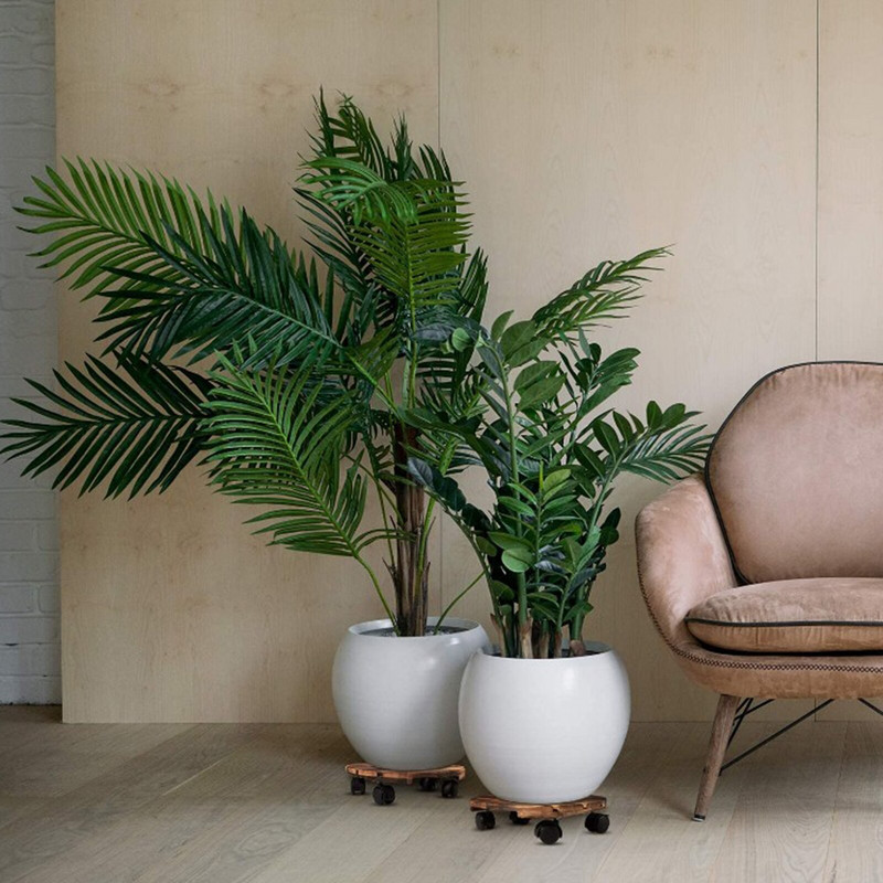 Kerek/négyzet alakú kerekes fa ültetőgép Caddy mozgatható növényi virágcserép állvánnyal, kerekes fa görgős ültető Caddy virágcserép állvánnyal