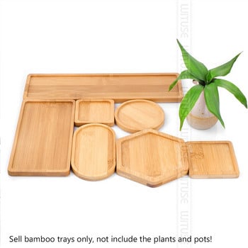 WITUSE Μπαμπού Στρογγυλά Τετράγωνα Μπολ Πιάτα για παχύφυτα Γλάστρες Δίσκοι Βάση Stander Κήπος Διακόσμηση λουλουδιών Βάση φυτών Bambu