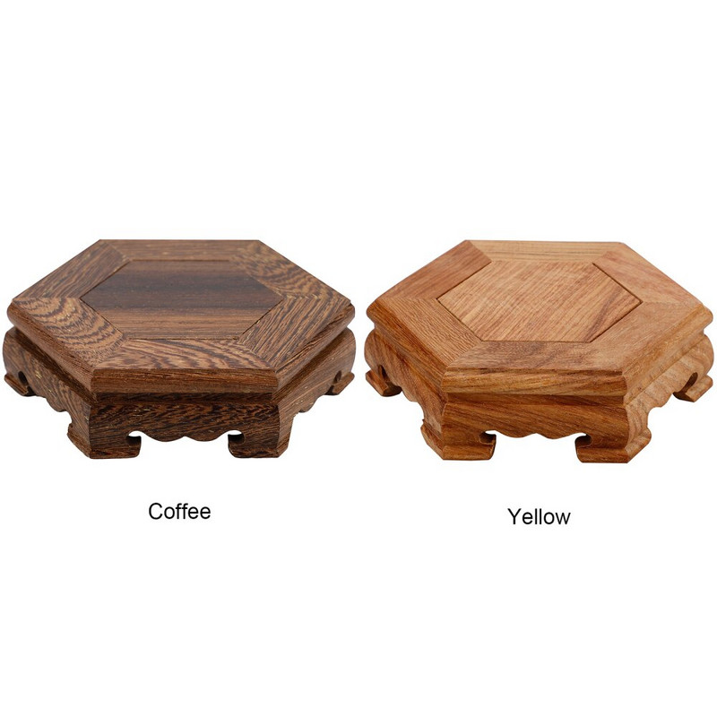 Gėlių vitrinos laikiklis medinis padėklas Wenge šešiakampis rudas darbalaukio dekoras, skirtas mažiems sultingiems augalams, augalų stovai