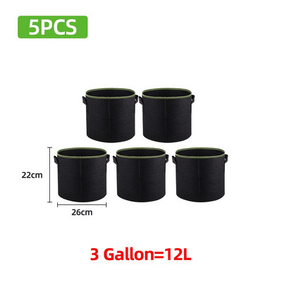 5db 3/4/5/7/10 gallon filc termesztő táskák Kertészeti szövet termesztő edény Zöldségparadicsom ültetőgép Kerti burgonyaültető cserepek