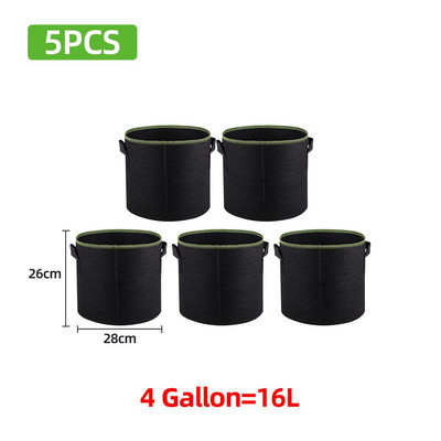 5db 3/4/5/7/10 gallon filc termesztő táskák Kertészeti szövet termesztő edény Zöldségparadicsom ültetőgép Kerti burgonyaültető cserepek