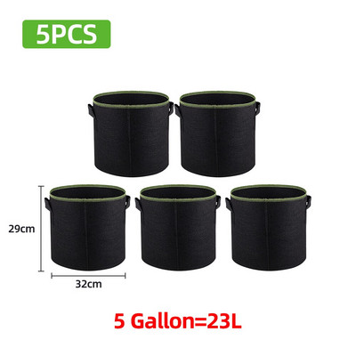 5db 3/4/5/7/10 gallon filc termesztő táskák Kertészeti szövet termesztő edény Zöldségparadicsom ültetőgép Kerti burgonyaültető cserepek