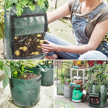 1PC чанта за отглеждане на картофи PE чанта за засаждане на зеленчуков лук, удебелена градинска саксия за моркови Таро и фъстъци за вътрешни външни балкони