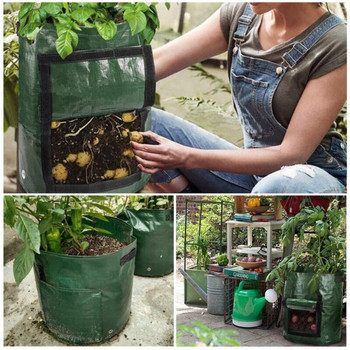 Торба за растеж на растения Домашна градина Картофена оранжерия Торба за засаждане на зеленчуци Овлажняваща вертикална градинска торба за отглеждане Саксия за разсад