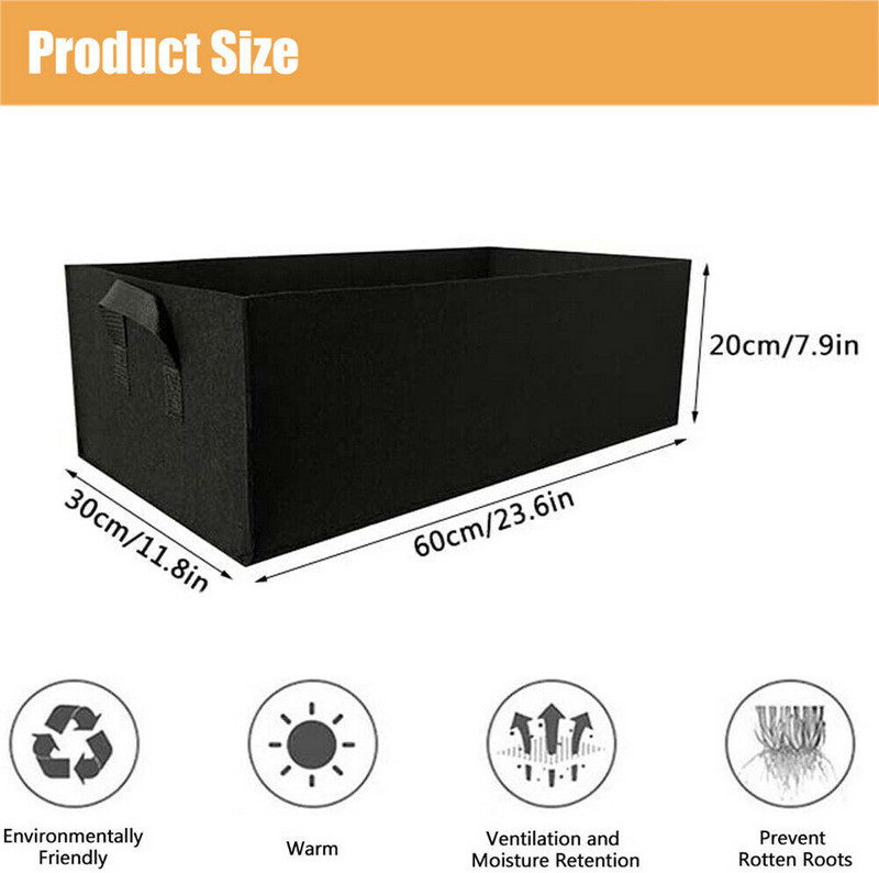 1 buc țesătură înălțat pat de grădină pat pătrat de grădină de flori sac de cultivare saci de plantare de legume o vas de pepinieră cu mânere pentru plante