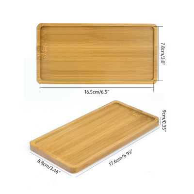 Formă dreptunghiulară farfurie din lemn de bambus Tavă pentru plante Mini ghiveci pentru plante Stand Favor Tavă pentru ghiveci suculente Design simplu și elegant Acasă