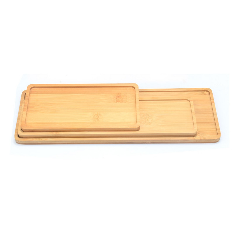 Formă dreptunghiulară farfurie din lemn de bambus Tavă pentru plante Mini ghiveci pentru plante Stand Favor Tavă pentru ghiveci suculente Design simplu și elegant Acasă