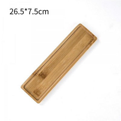 Ghiveci de flori suculente Tavă din bambus Subscris creativ de formă ovală Farfurioara din lemn de bambus Tavă pentru plante Decor pentru balcon de acasă