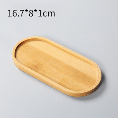 Ghiveci de flori suculente Tavă din bambus Subscris creativ de formă ovală Farfurioara din lemn de bambus Tavă pentru plante Decor pentru balcon de acasă