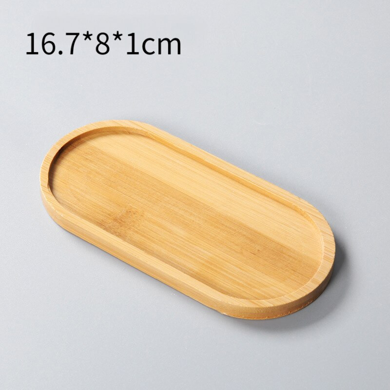 Ghiveci de flori suculente Tavă din bambus Subscris creativ de formă ovală Farfurioara din lemn de bambus Tavă pentru plante Decor pentru balcon de acasă