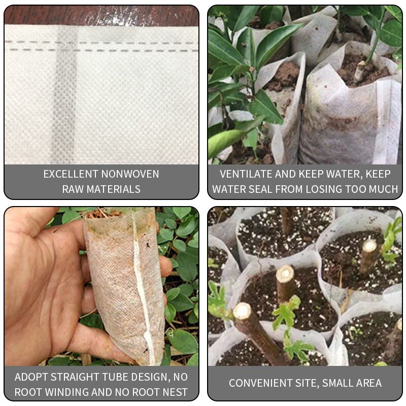 Biologiškai skaidus neaustinis audinys medelyno augalų auginimo maišeliai sodinukų auginimo vazonai Sodo vazonai Ekologiškas vėdinimo maišelis