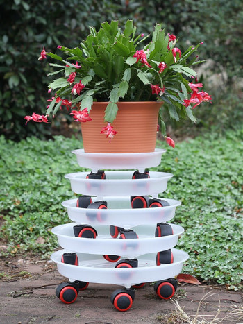 Πλαστικός δίσκος με πιατάκια φυτών για γλάστρα φυτών / Κινητό τροχό με βάση κυλίνδρου Πλαστικός φέρος στεγανός δίσκος γλάστρας