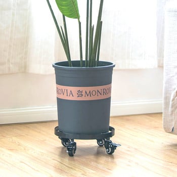 Στρογγυλή μεταλλική γλάστρα Mover Planter Trolley Indoor Flower Stand Caddy με ρόδες