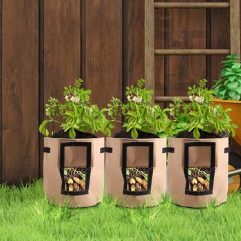 Чанти за отглеждане на растения с капак на прозореца, дишаща, удебелена нетъкана материя, градина, картофи, зеленчуци, разсадник, разсад, саксии, чанта