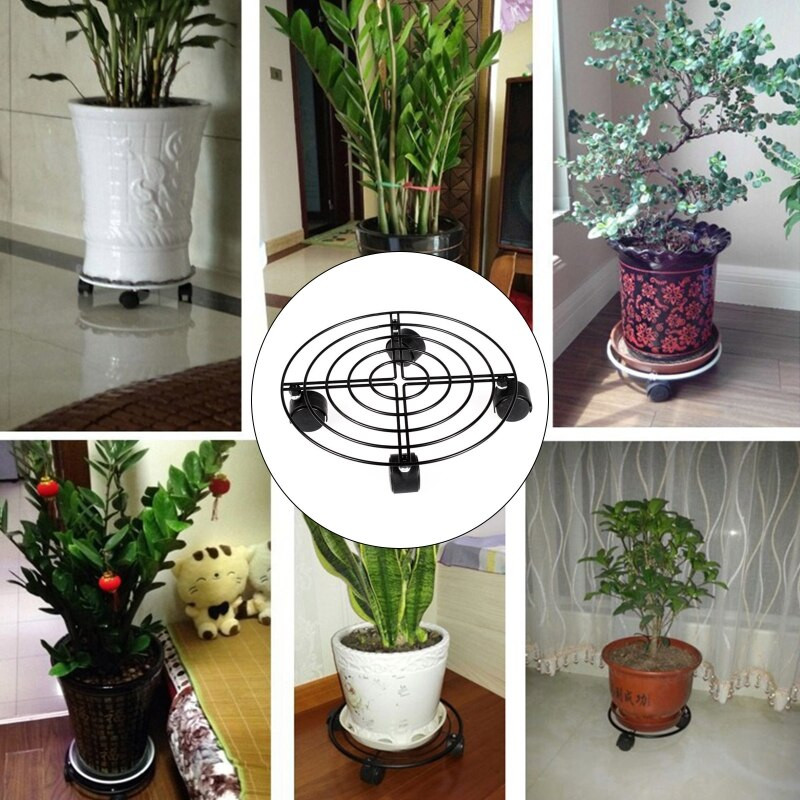 Fém mozgatható keréktartó kovácsoltvas fém alsó mozgatható polc kellékek fahordó virágokhoz, cserépben lévő gázüveg szállítóeszköz