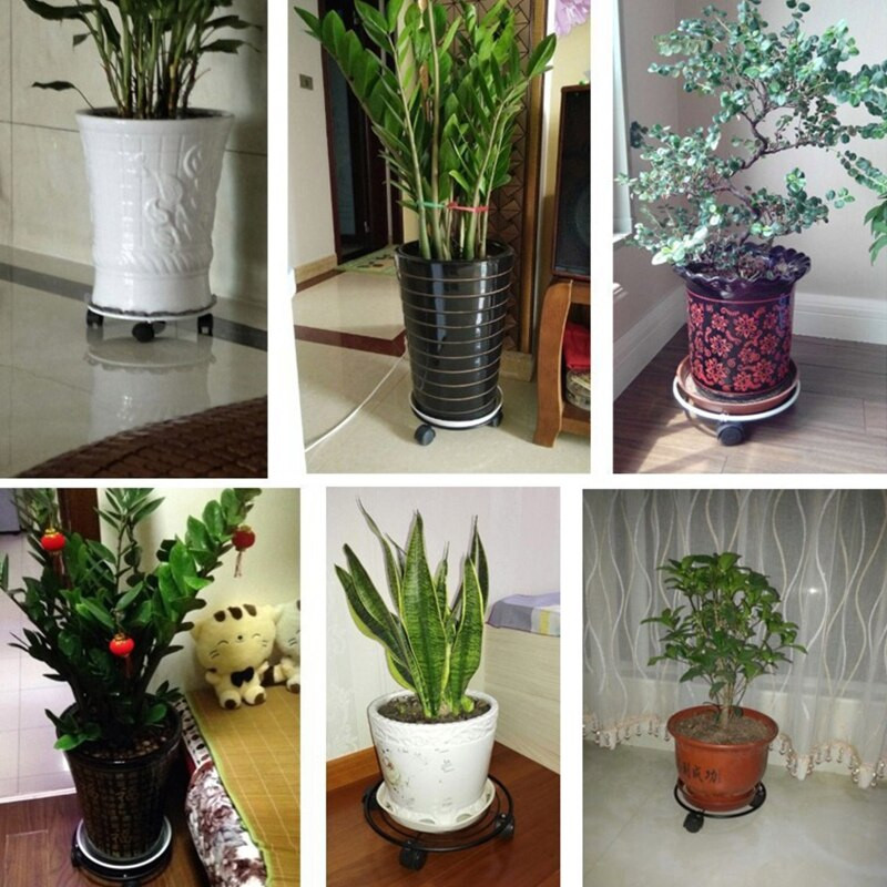 Fém mozgatható keréktartó kovácsoltvas fém alsó mozgatható polc kellékek fahordó virágokhoz, cserépben lévő gázüveg szállítóeszköz