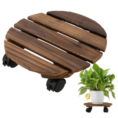 Planter Caddy növényállvány kerekekkel, tálca alátét virágcserep állvány 28*28*7cm gördülő, fából készült, forgó görgős foglalat