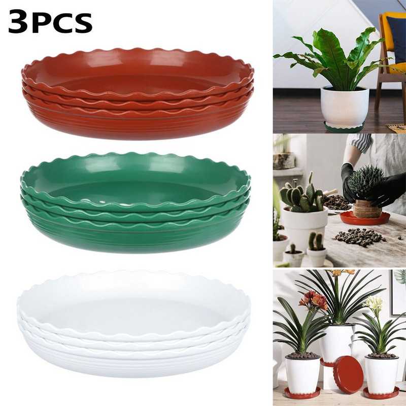 3 vnt. nauja karštų augalų lėkštė 4/6/8/10 colių lašų padėklai plastikiniai padėklų lėkštės Vidaus lauko gėlių vazonai, apvalūs