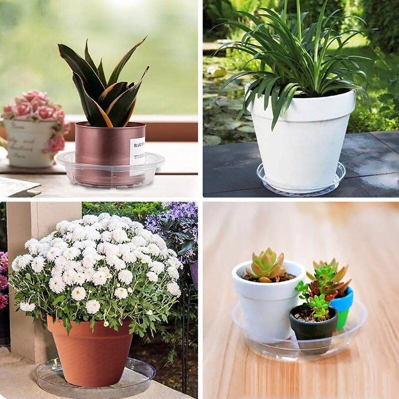 Skaidraus plastiko sodo augalų lėkštės Vandens nuvarvėjimo padėklo pagrindas Vidinis lauko gėlių vazonų laikiklis Apvalus laikymo lėkštės indų sodintuvas M6CE