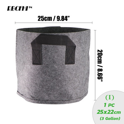 RBCFHI 1/2/3/5/7/10 galonų augalų auginimo maišeliai gėlių daržovėms sodinimo vazonas konteineris sodo augalų maišelis su rankena