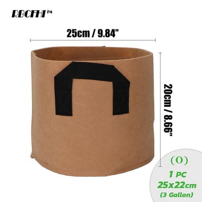RBCFHI 1/2/3/5/7/10 galonų augalų auginimo maišeliai gėlių daržovėms sodinimo vazonas konteineris sodo augalų maišelis su rankena