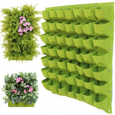 9/18/36/64 Pockets Green Grow Bags Planter Vertical Garden Vegetable Living Garden Bag Seedling wall Hanging plants growing bags